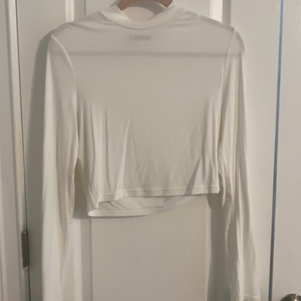 White mock neck crop top